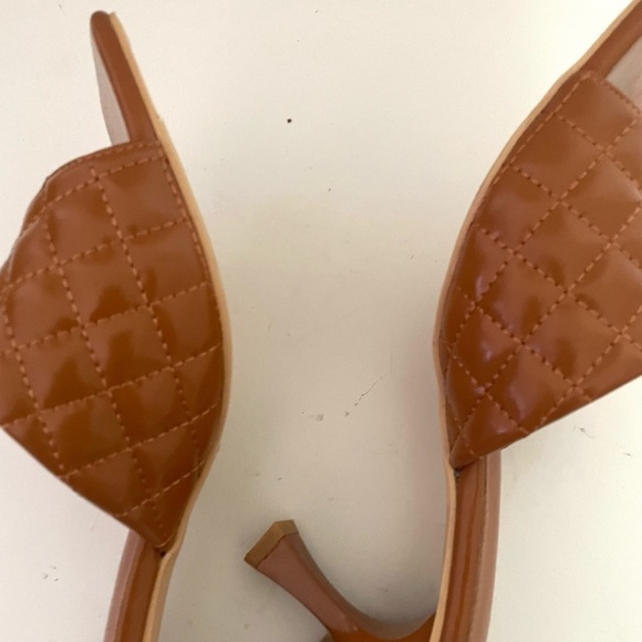WSKEISP woman’s quilted slip on heeled mules Square open toe tan brown size 43 - Picture 12 of 14